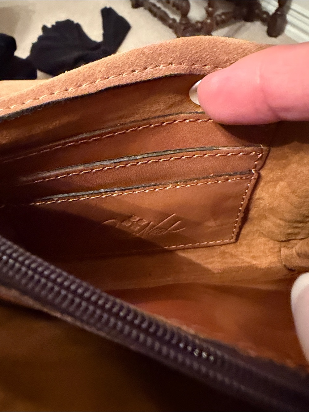 Patricia Nash Tan Leather Map-Print Crossbody Bag - Picture 4 of 4